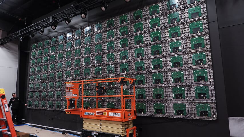 Church LED video wall being installed at Harmony Bible Church